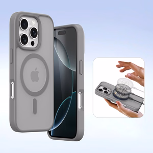 Dux Ducis Lawa Nahkainen Suojakuori iPhone 16 Pro Max:lle irrotettavalla magneettisella lompakolla - harmaa