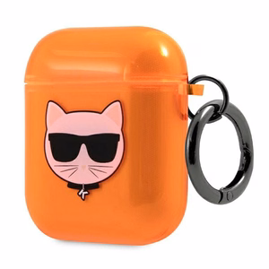 Karl Lagerfeld Choupette kotelo AirPods 1/2 - oranssi
