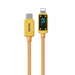 WEKOME WDC-08 Vanguard Series USB-C–Lightning-lataus- ja datakaapeli, 1 m, PD 20 W, kullanvärinen