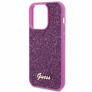 Guess Disco Metal Script Suojakuori iPhone 15 Pro:lle - vaaleanpunainen