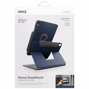 Uniq Rovus Snapmount Magneettinen 360 pyörivä irrotettava Suojakuori iPad Air 11 2024 / 2025 / iPad Air 10.9 2020 / 2022 - laivastonsininen