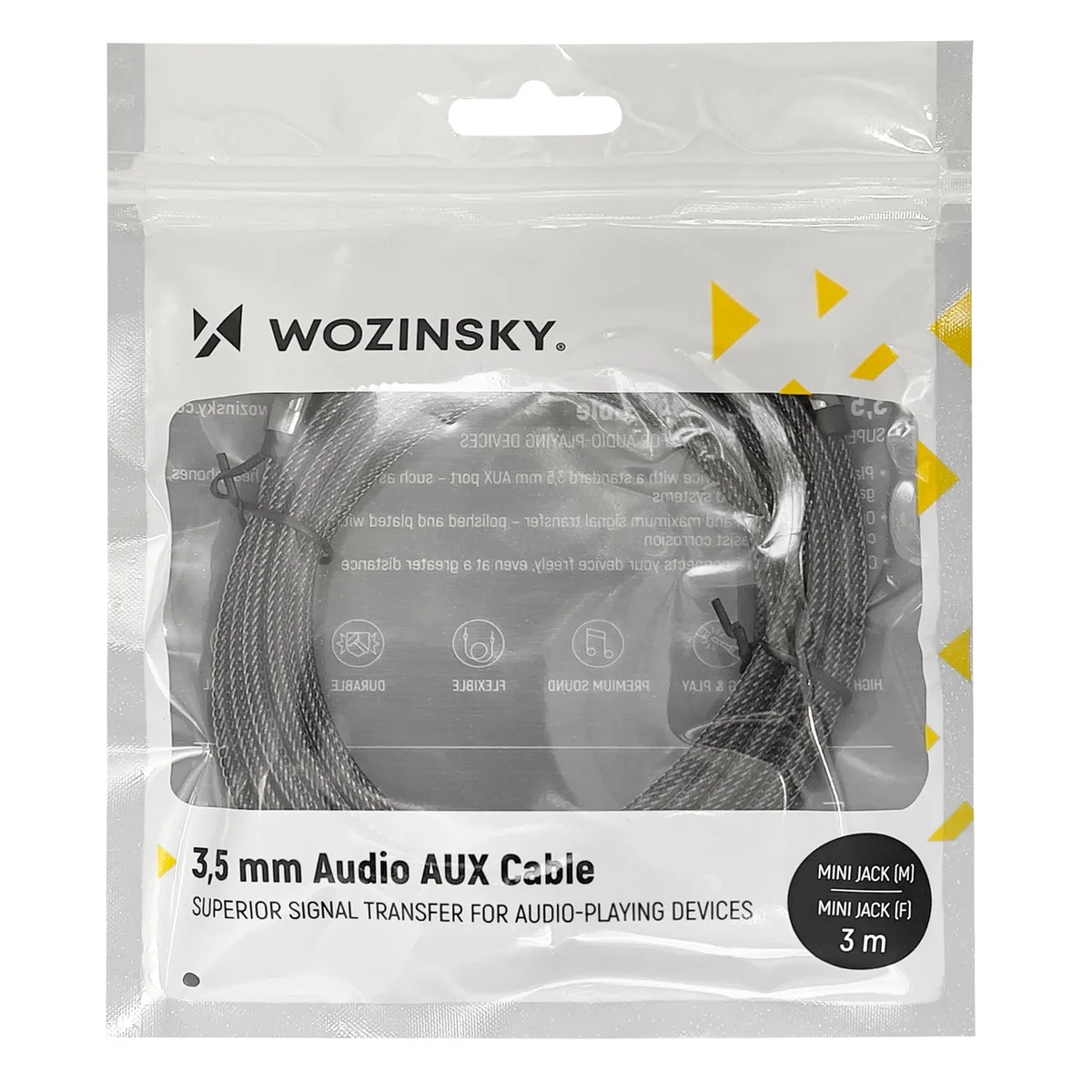 Wozinsky AUX mini jack -jatkokaapelin pakkaus