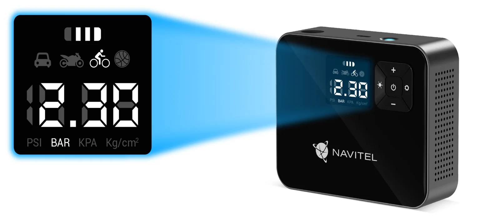 Navitel AIR 15 AL -kompressorin digitaalinen painenäyttö