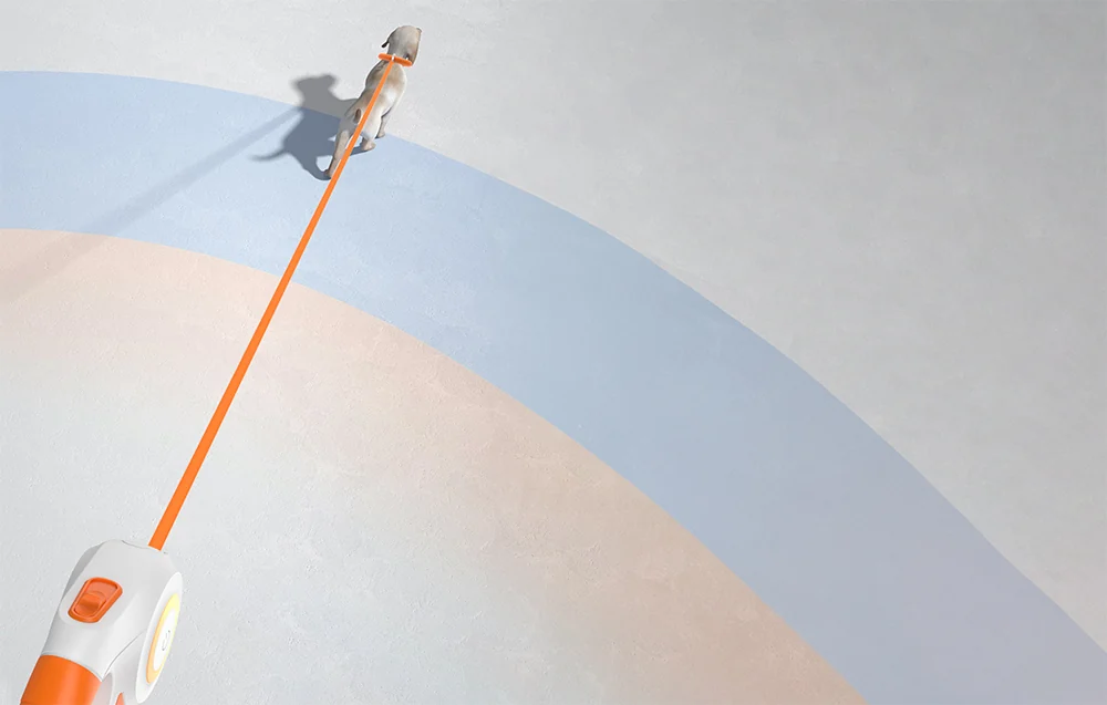 Rojeco automaattinen LED-valolla varustettu koirantalutin, 5 m (väri: valkoinen ja oranssi)
