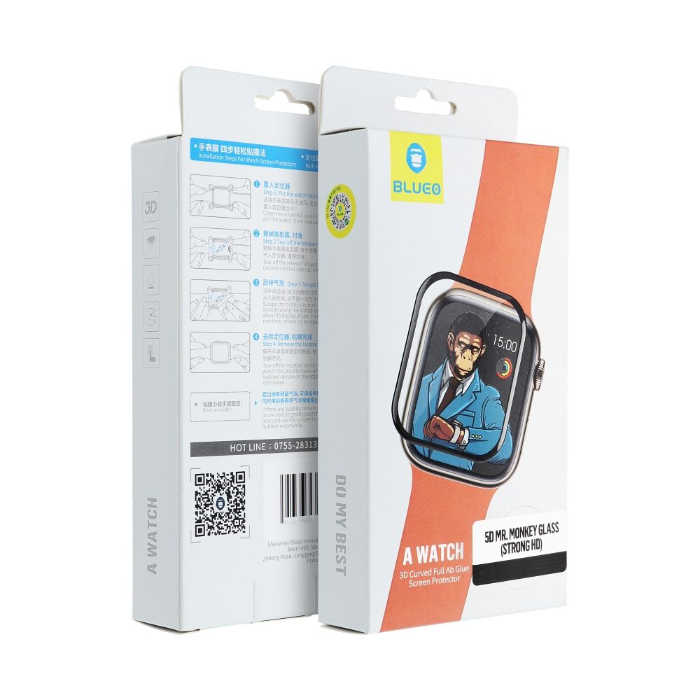 5D Mr. Monkey suojalasi - Apple Watch SE / SE 2 / SE 3 44MM musta (Strong HD)
