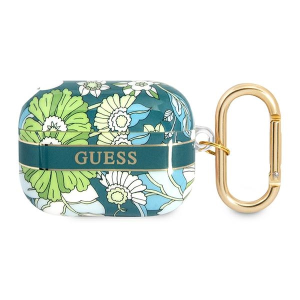 Guess GUAPHHHFLN AirPods Pro -suojus vihreä/vihreä Flower Strap Collection -mallisto