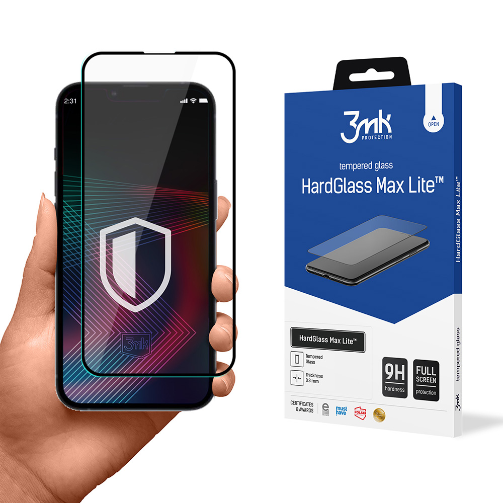 Karkaistu lasi iPhone 14 Pro 9H 3mk HardGlass Lite -sarjan karkaistuun lasiin