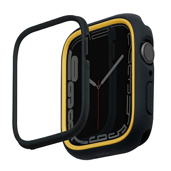 Uniq Moduo kotelo Apple Watch 4/5/6/7/8/9/SE/SE2 44/45mm - musta ja sinappi