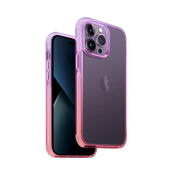 Uniq Combat Duo kotelo iPhone 14 Pro - liila ja vaaleanpunainen