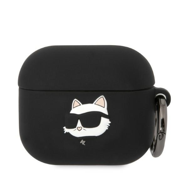 Karl Lagerfeld KLA3RUNCHK AirPods 3 Suojakuori musta/musta Silikoninen Choupette Head 3D