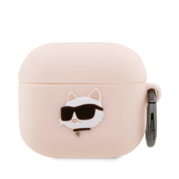 Karl Lagerfeld KLA3RUNCHP AirPods 3 Suojakuori vaaleanpunainen/vaaleanpunainen Silikoninen Choupette Head 3D