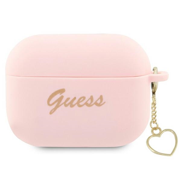 Guess GUAP2LSCHSP AirPods Pro 2 kuori vaaleanpunainen/vaaleanpunainen Silicone Charm Heart Collection