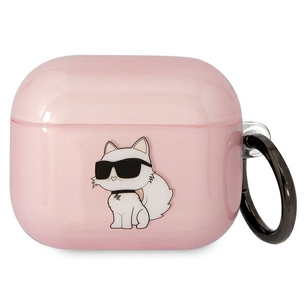 Karl Lagerfeld KLA3HNCHTCP vaaleanpunainen suojus AirPods 3:lle Ikonik Choupette