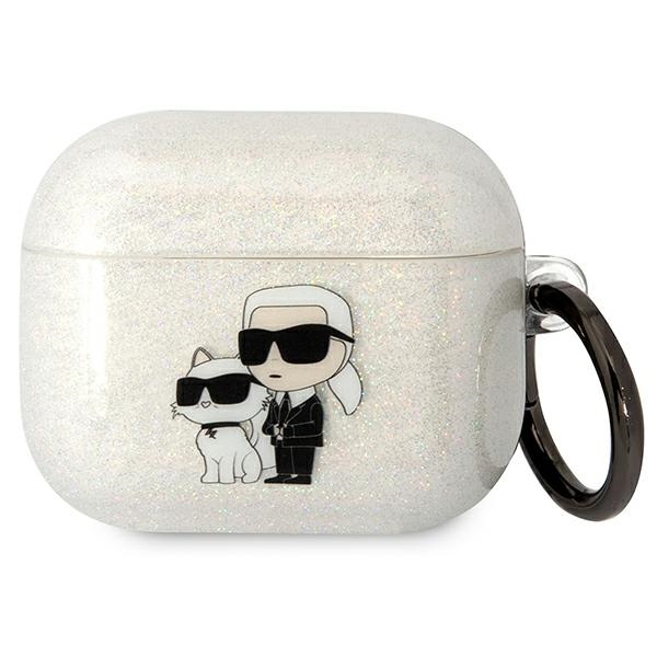 Karl Lagerfeld KLA3HNKCTGT läpinäkyvä suojus AirPods 3:lle Glitter Karl&Choupette