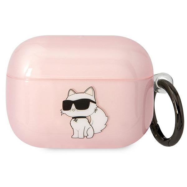 Karl Lagerfeld KLAPHNCHTCP vaaleanpunainen suojus AirPods Pro:lle Ikonik Choupette