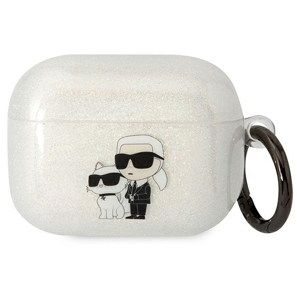 Karl Lagerfeld KLAPHNKCTGT läpinäkyvä suojus AirPods Pro:lle Glitter Karl&Choupette