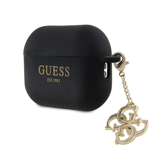 Guess GUAP2LECG4K Suojakuori AirPods Pro 2:lle - musta Liquid Silicone Glitter Triangle Charm
