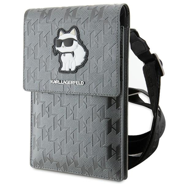 KARL LAGERFELD yleislaukku puhelimelle KLWBSAKHPCG (Saffiano Mono Choupette) hopeinen