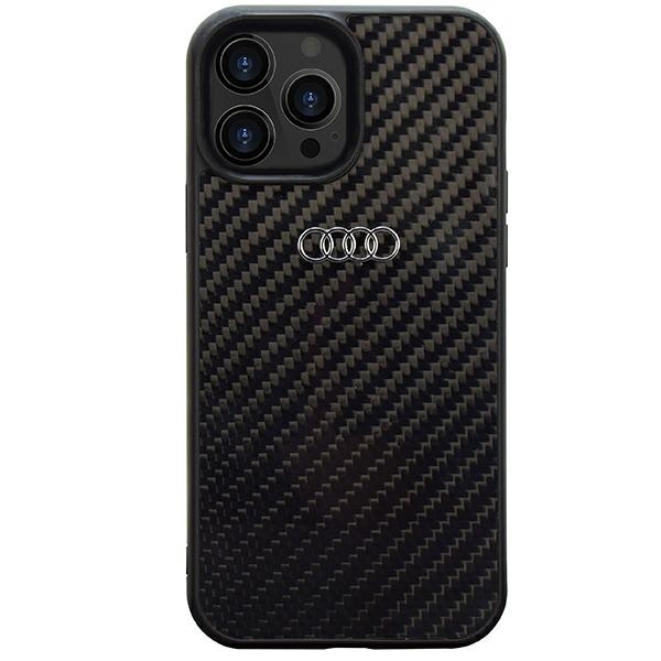 Audi Carbon Fiber Suojakuori iPhone 14 Pro Max 6.7 musta/musta kova kuori AU-TPUPCIP14PM-R8/D2-BK