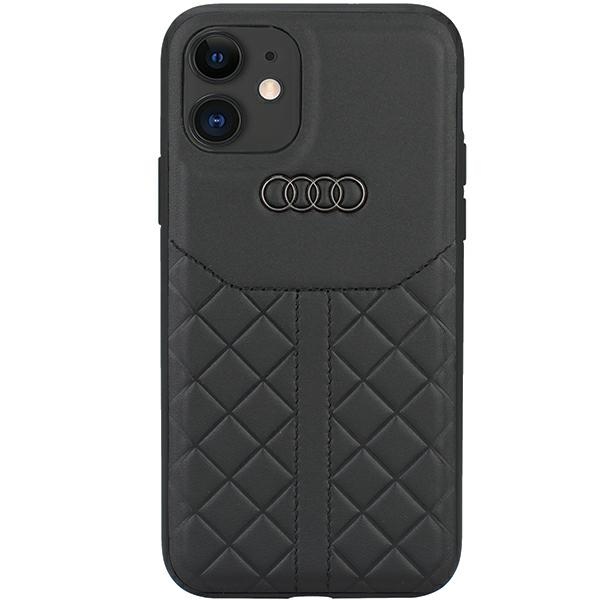 Audi Genuine Leather Suojakuori iPhone 11 / Xr 6.1 musta/musta kova kuori AU-TPUPCIP11R-Q8/D1-BK