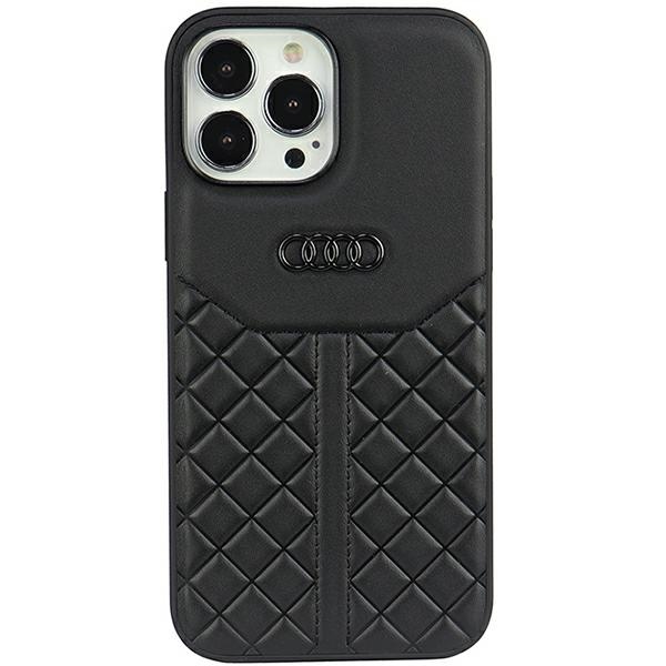 Audi Genuine Leather Suojakuori iPhone 13 Pro Max 6.7 musta/musta kova kuori AU-TPUPPCIP13PM-Q8/D1-BK