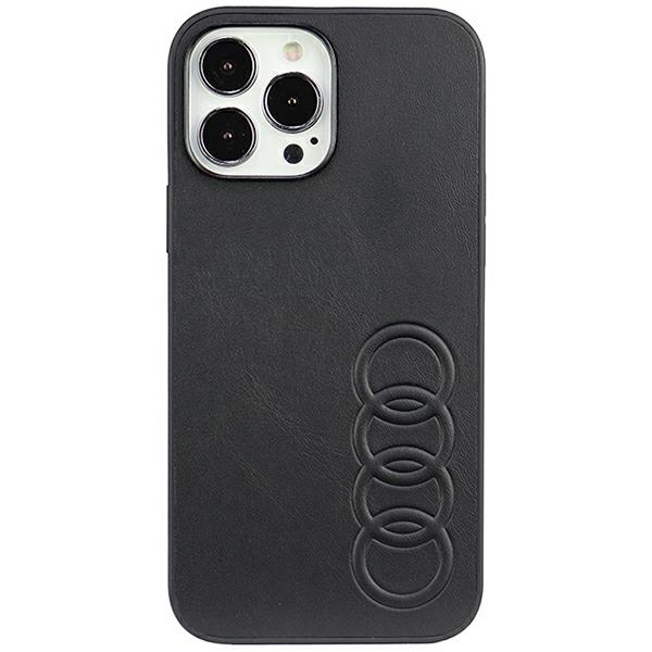 Audi Synthetic Leather Suojakuori iPhone 13 Pro Max 6.7 musta/musta kova kuori AU-TPUPPCIP13PM-TT/D1-BK