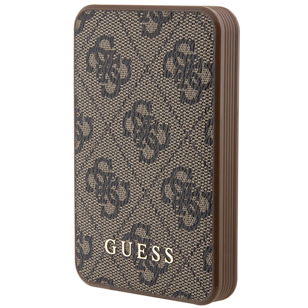 Guess Powerbank 15W GUPB5LP4GEGW 5000mAh ruskea/ruskea 4G Nahka Metalli Logo