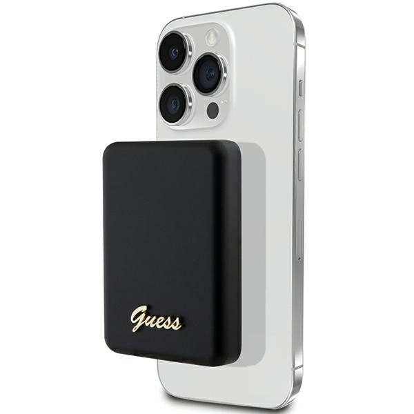 Guess MagSafe Metal Script Logo induktiovirtapankki 15W 5000mAh - musta