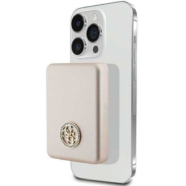 Guess MagSafe 4G Strassed Metal Logo induktio tehopankki 5W 3000mAh - kultainen