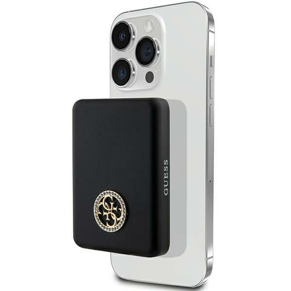 Guess MagSafe 4G Strassed Metal Logo induktio power bank 5W 3000mAh - musta