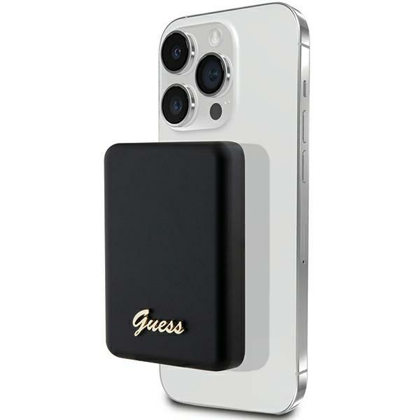 Guess MagSafe Metal Script Logo induktiovirtapankki 5W 3000mAh - musta