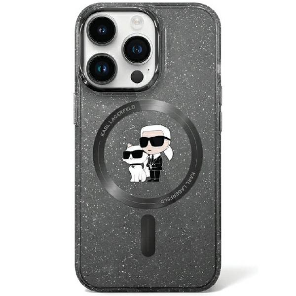 Karl Lagerfeld KLHMN61HGKCNOK iPhone 11 / Xr 6.1 musta/musta kovakuori Karl&Choupette Glitter MagSafe