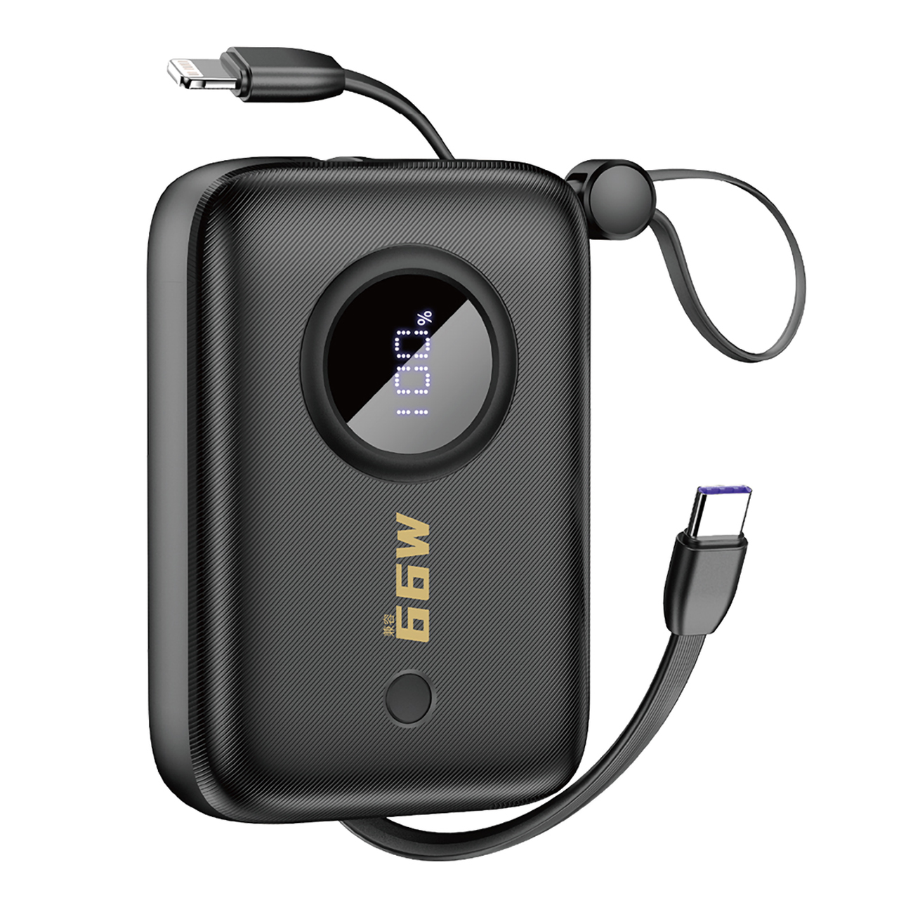 Dudao K14 10000mAh tehopankki USB-C / Lightning-kaapeleilla - musta