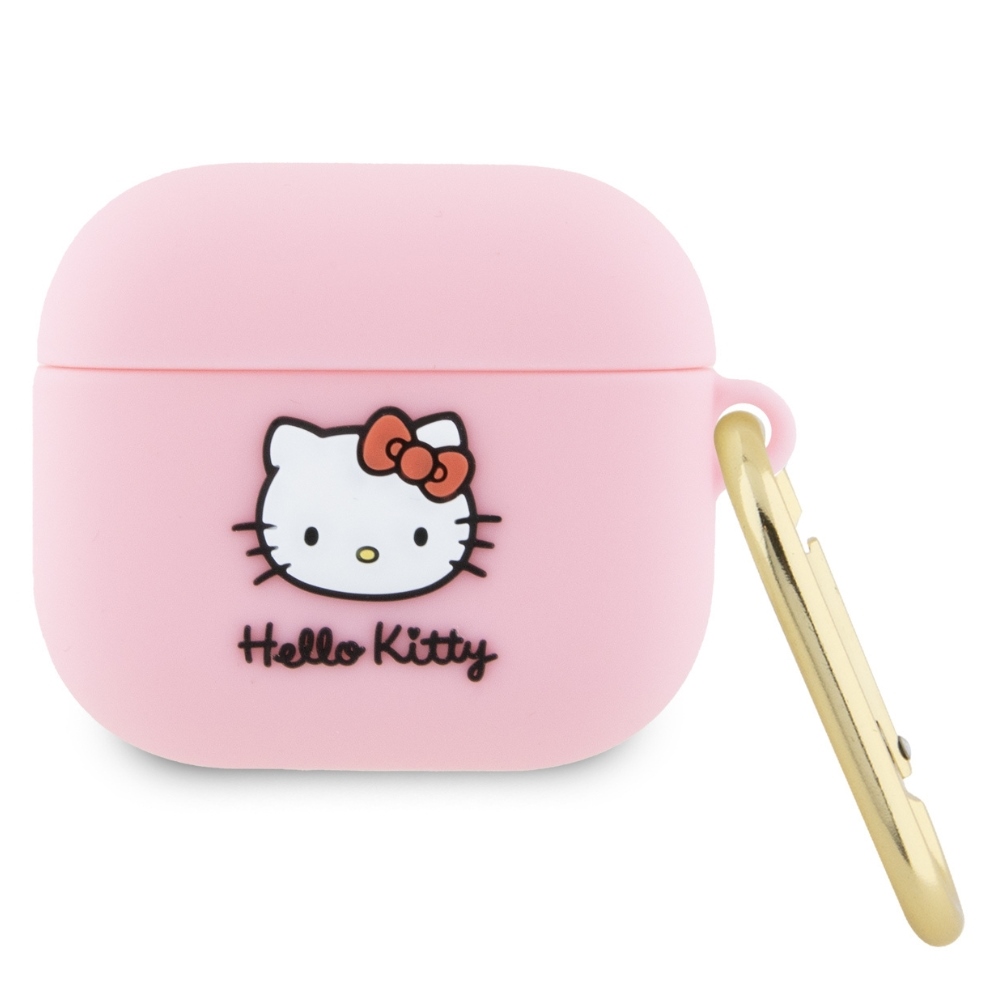 Hello Kitty Silicone 3D Kitty Head suojakuori AirPods 3:lle - vaaleanpunainen