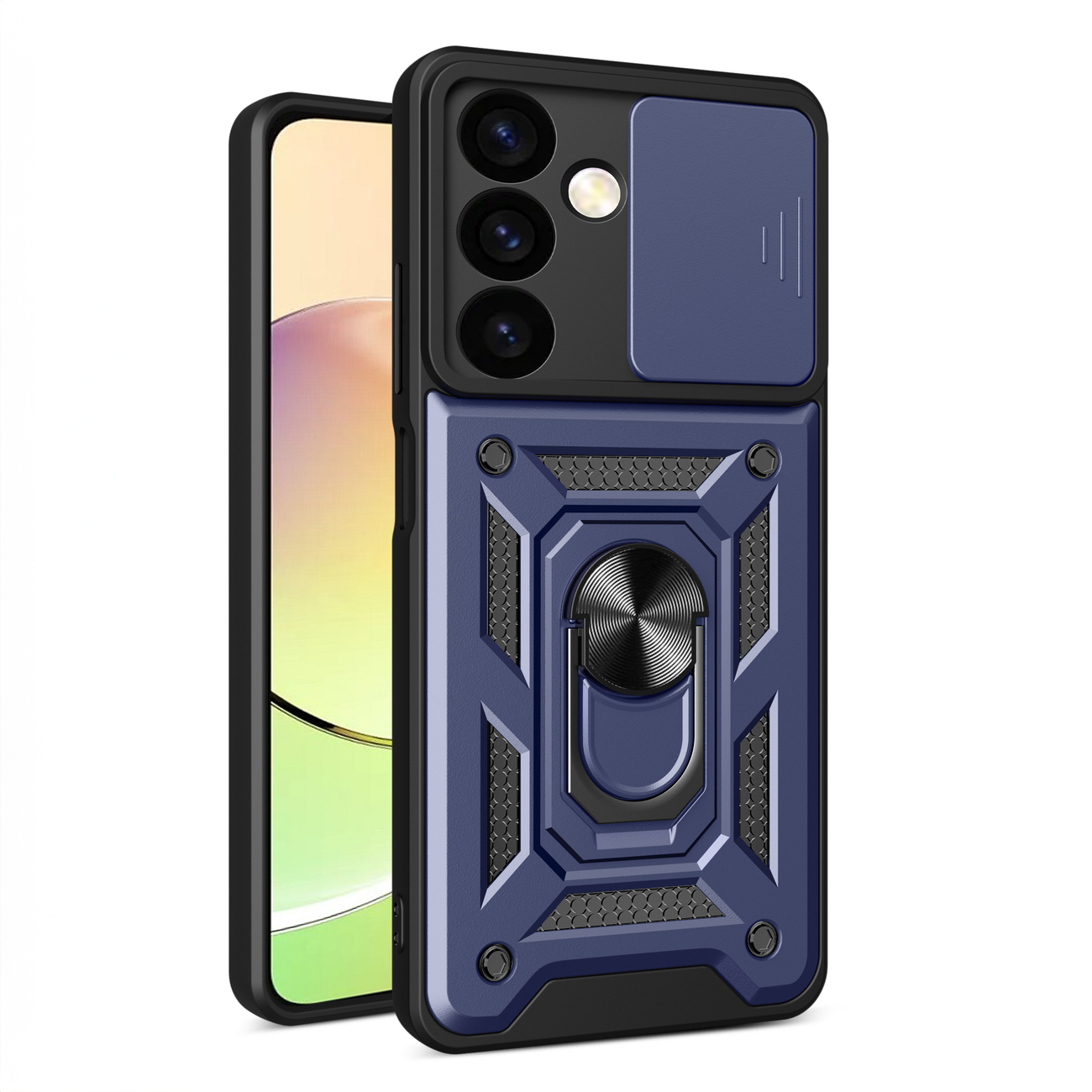 Hybrid Armor Camshield panssarisuojakuori Xiaomi POCO C65 / Redmi 13C:lle kamerasuojalla - sininen