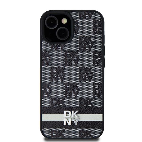 DKNY Nahkainen Ruudullinen Mono-kuvio ja Painetut Raidat Suojakuori Samsung Galaxy S24 Ultra:lle - musta