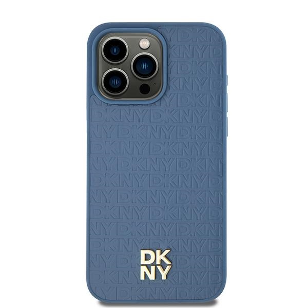 DKNY Nahkainen Kuvio Metallinen Logo MagSafe Suojakuori iPhone 15/14/13:lle - sininen