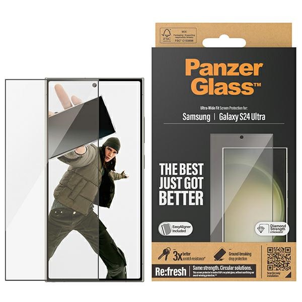 PanzerGlass Ultra-Wide Fit karkaistu lasi asetustyökalulla Samsung Galaxy S24 Ultra