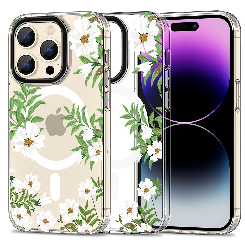 Tech-Protect MagMood MagSafe Suojakuori iPhone 15 Pro:lle - daisies with leaves