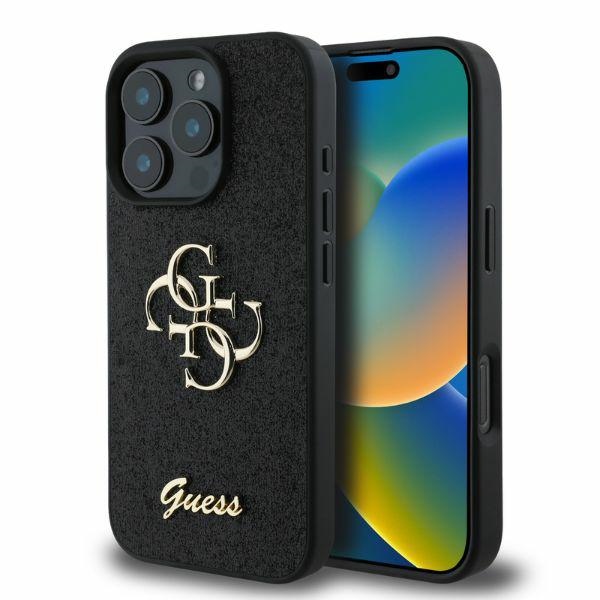 Guess Fixed Glitter Big 4G kotelo iPhone 16 Pro Max - musta
