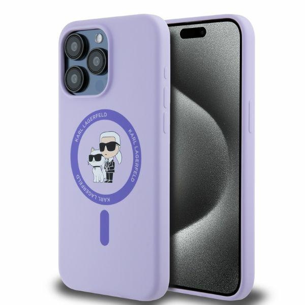 KARL LAGERFELD Silikoninen KC Body Ring MagSafe Suojakuori KLHMP15XSCMKCRHU iPhone 15 Pro Max:lle - Violetti