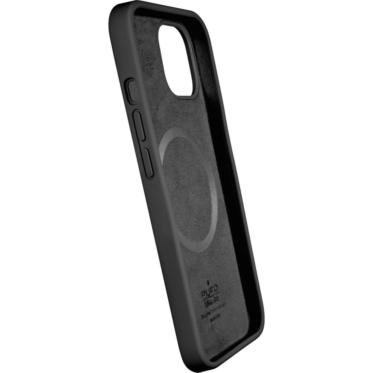Puro Icon Mag MagSafe Silikoninen Suojakuori iPhone 12 / 12 Prolle - musta