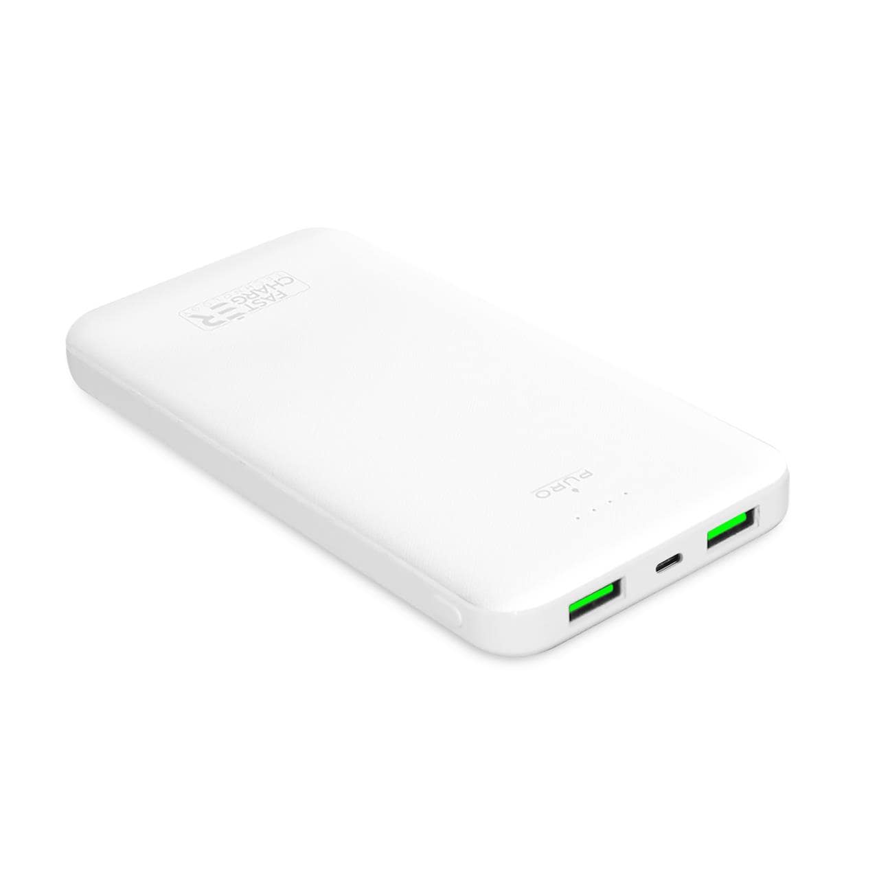 Powerbank Puro White 10000mAh 12W 2xUSB-A + USB-C - valkoinen