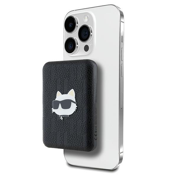 Karl Lagerfeld Powerbank induktiivinen KLPB5FPGKSCHHK 16W 5000mAh musta/musta Choupette Head Pin MagSafe