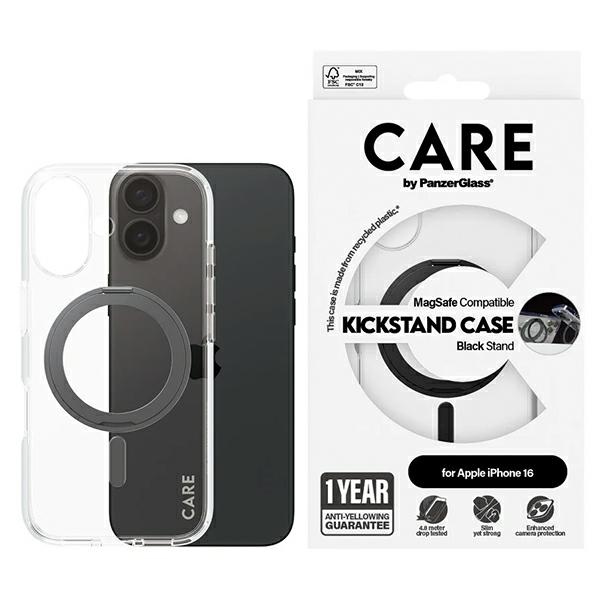 CARE by PanzerGlass Feature Kickstand suojakuori iPhone 16 6.1' musta/musta MagSafe 1321