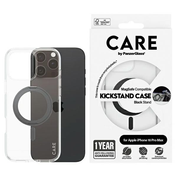 CARE by PanzerGlass Feature Kickstand suojakuori iPhone 16 Pro Max 6.9' musta/musta MagSafe 1324
