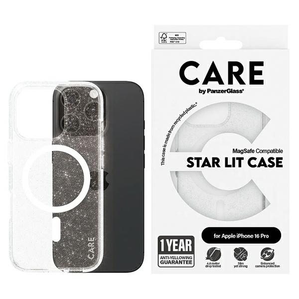CARE by PanzerGlass Flagship Star Lit suojakuori iPhone 16 Pro 6.3' valkoinen/valkoinen MagSafe 1342