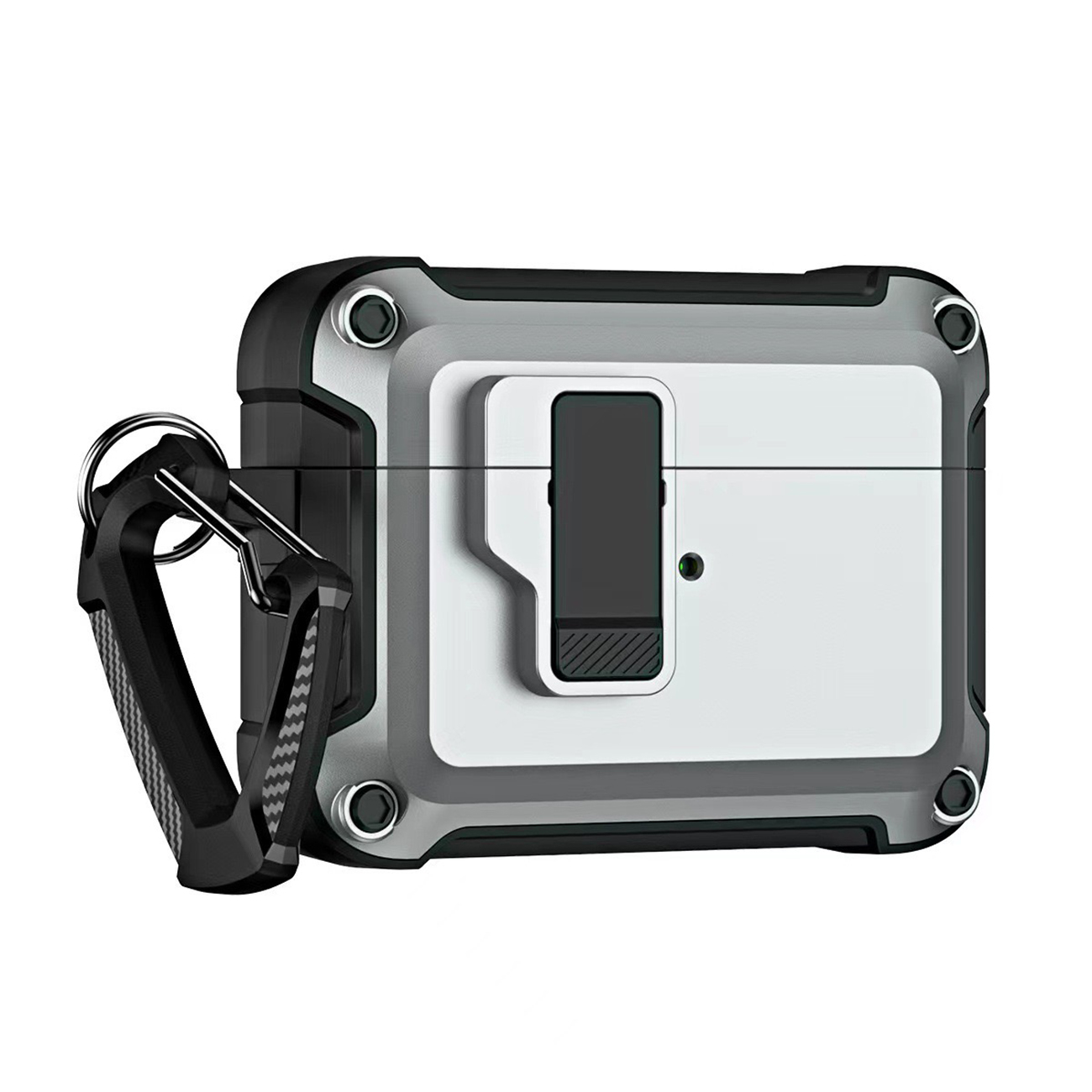 Airpods 4 Pro Armor Suojakuori Karabiinilla - Harmaa