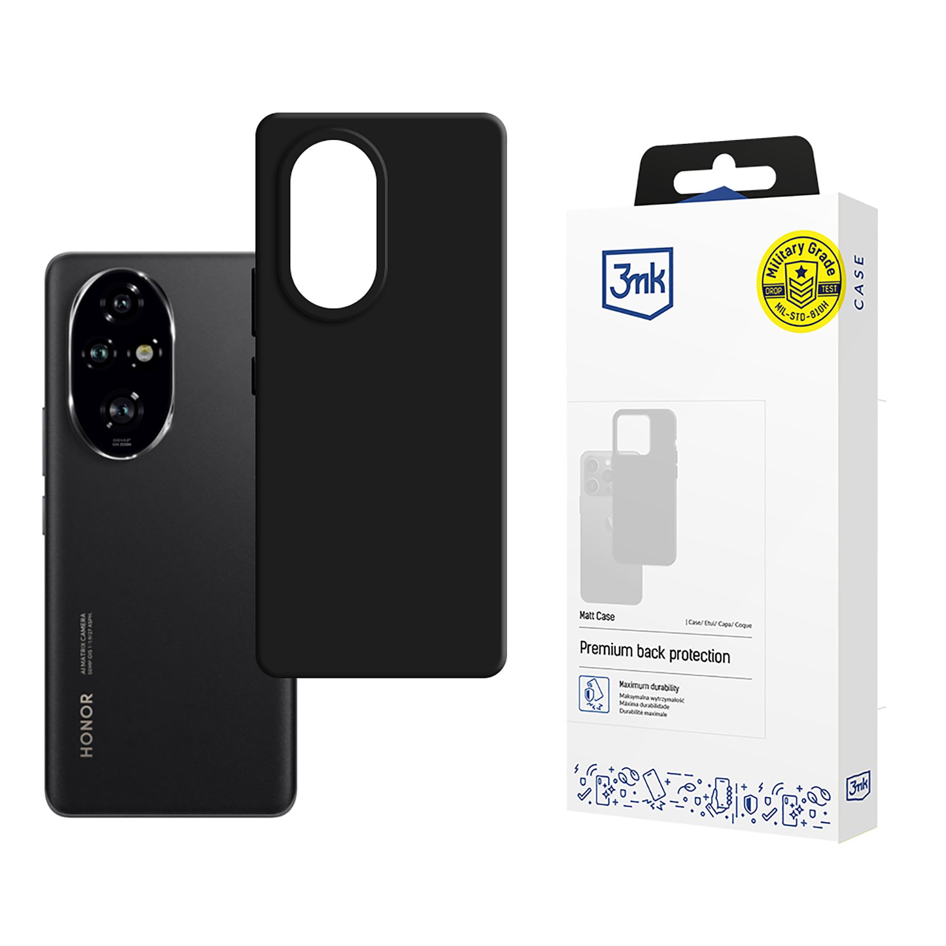 3mk Matt Case Honor 200 Pro:lle - Musta
