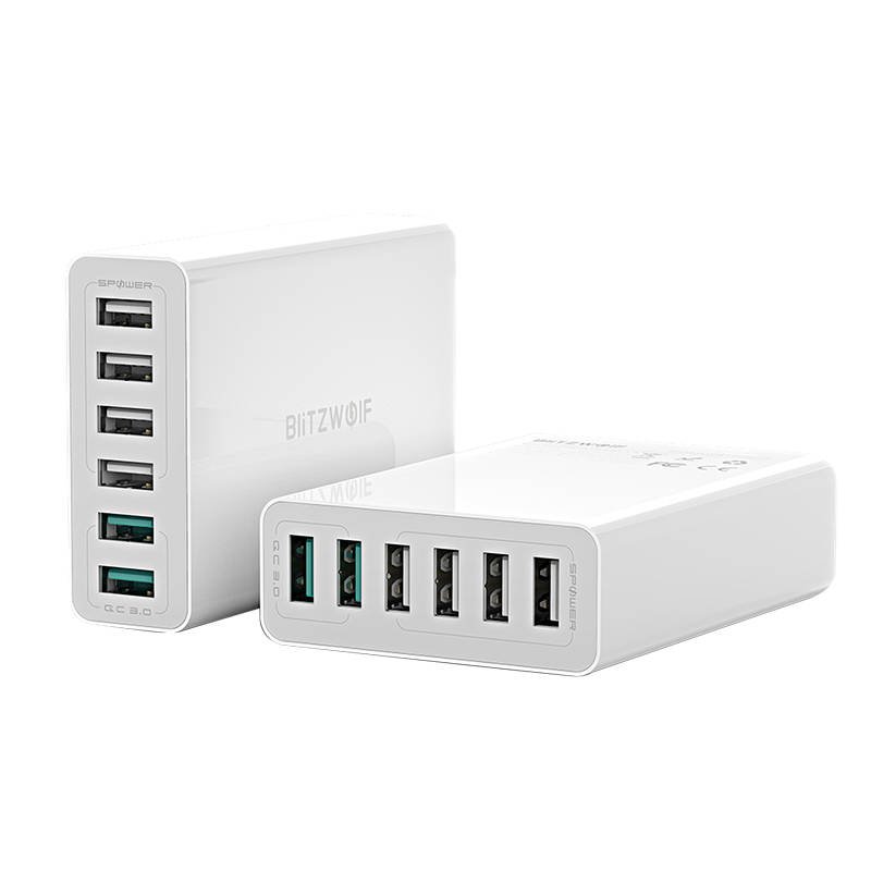 Laturi 6x USB Blitzwolf BW-S15, QC 3.0, 60 W (valkoinen)
